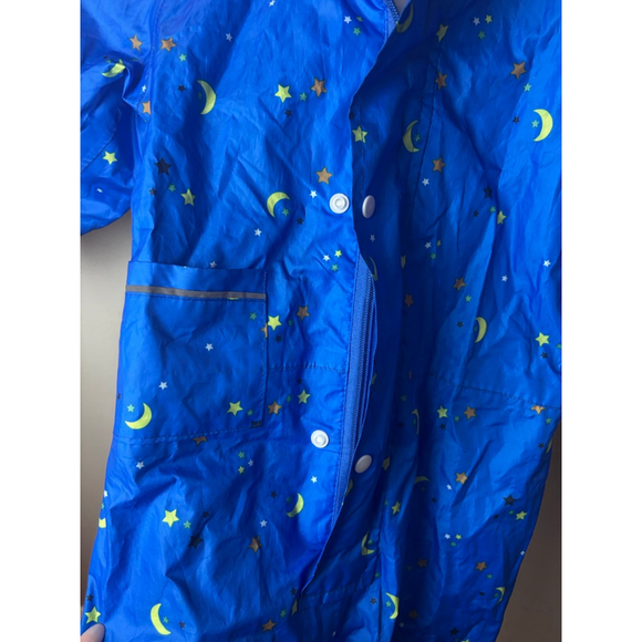 NWOT 3T-4T Boys Unbranded Blue Yellow Moon Star Raincoat suit rain suit M - Picture 3 of 8